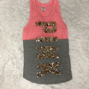 Pink bling tank top